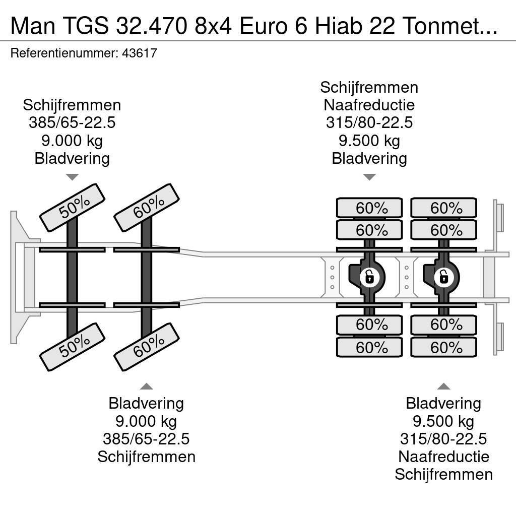 MAN TGS 32.470 8x4 Euro 6 Hiab 22 Tonmeter laadkraan J Vrachtwagen met containersysteem