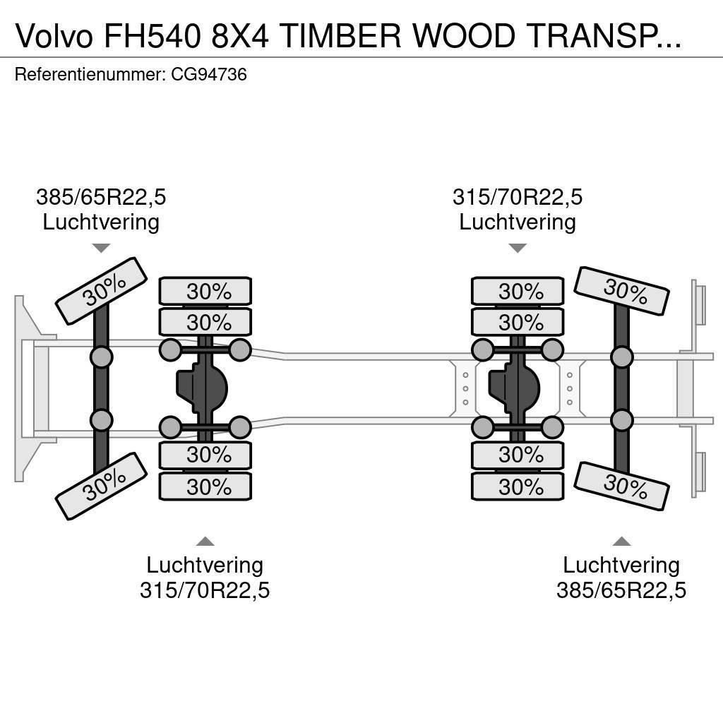 Volvo FH540 8X4 TIMBER WOOD TRANSPORT COMBI WITH TRAILER Kranen voor alle terreinen