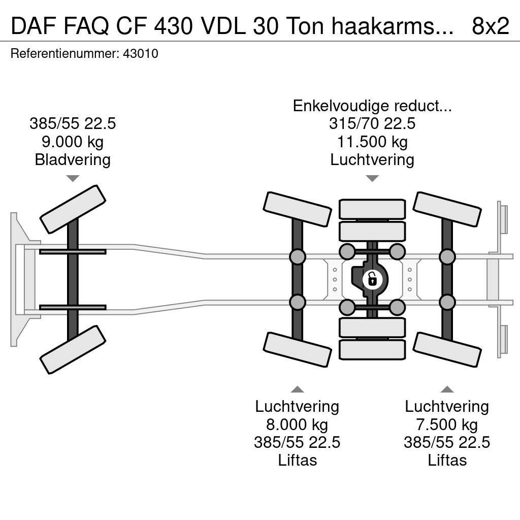 DAF FAQ CF 430 VDL 30 Ton haakarmsysteem Vrachtwagen met containersysteem