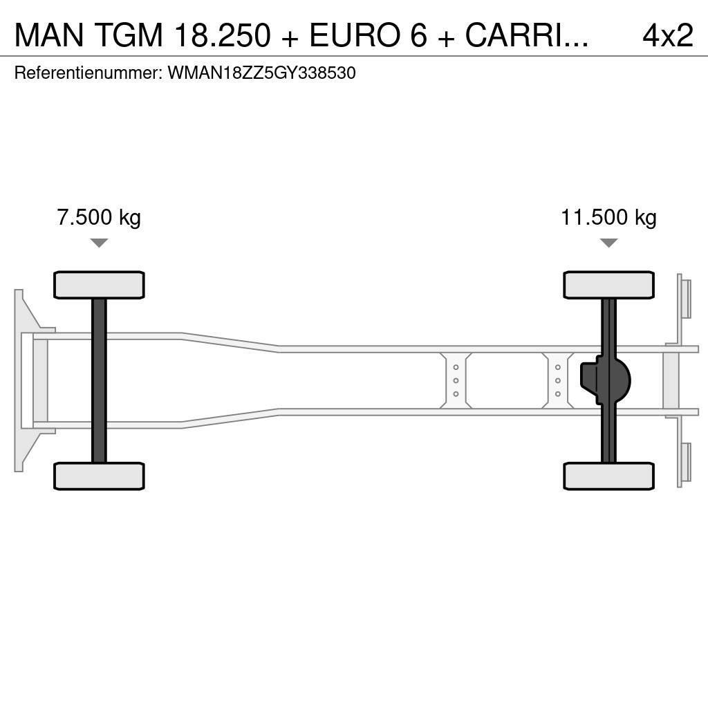 MAN TGM 18.250 + EURO 6 + CARRIER + LIFT Temperature controlled trucks