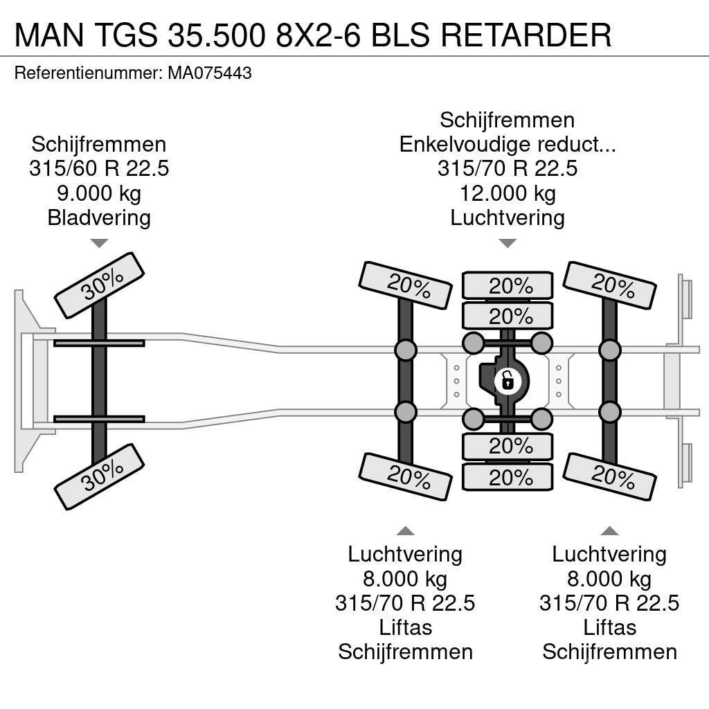 MAN TGS 35.500 8X2-6 BLS RETARDER Chassis met cabine