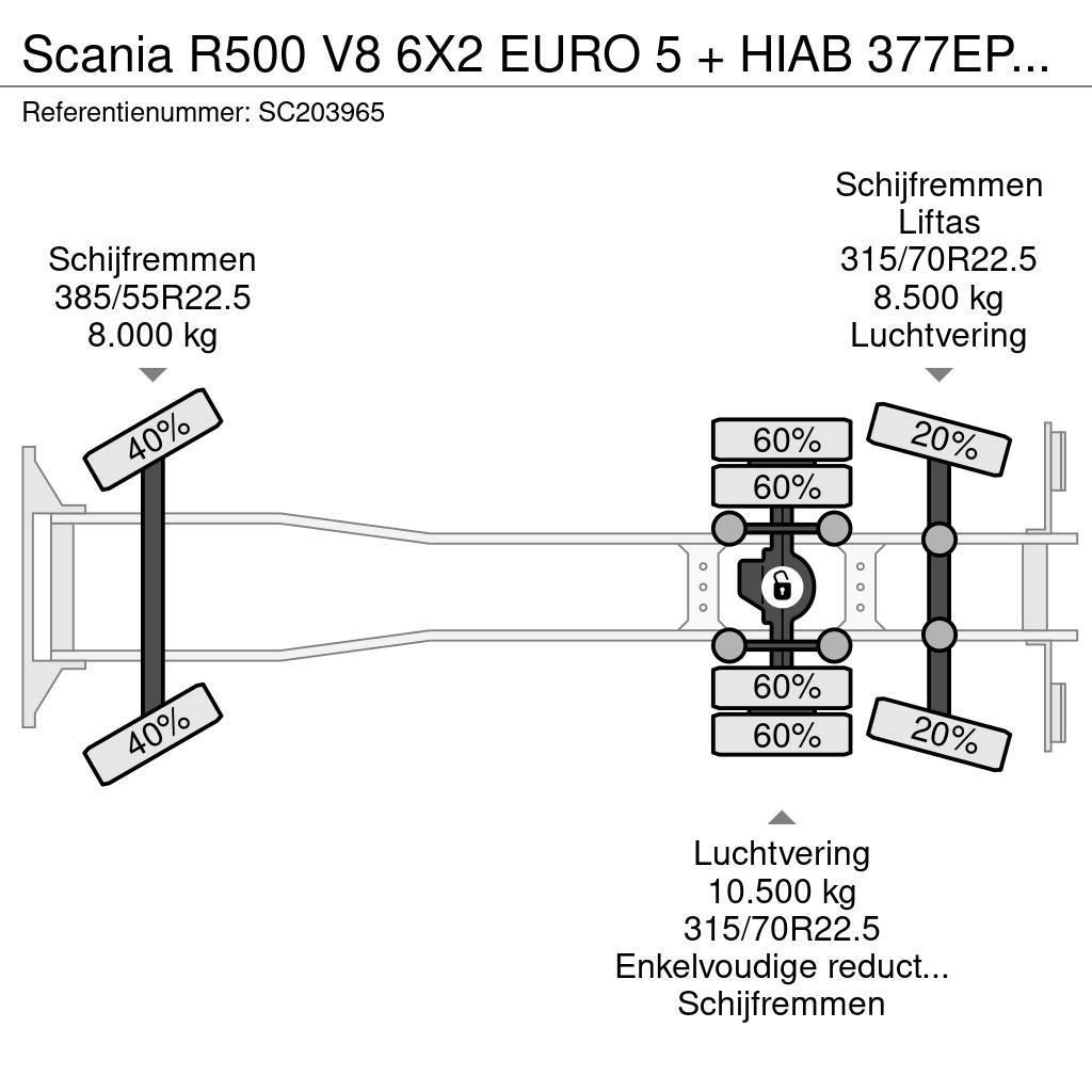 Scania R500 V8 6X2 EURO 5 + HIAB 377EP-4XS + REMOTE CONTR Platte bakwagens