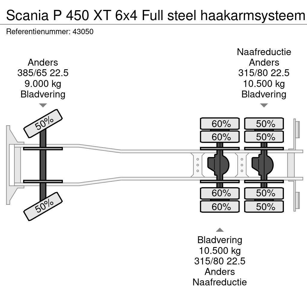 Scania P 450 XT 6x4 Full steel haakarmsysteem Vrachtwagen met containersysteem