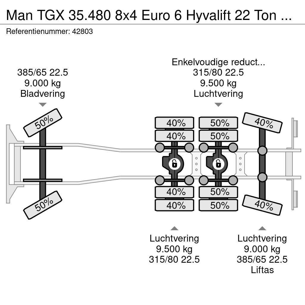 MAN TGX 35.480 8x4 Euro 6 Hyvalift 22 Ton haakarmsyste Vrachtwagen met containersysteem
