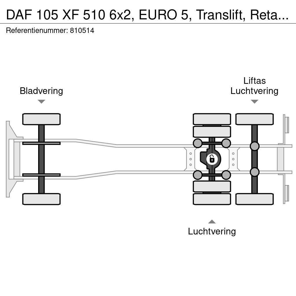 DAF 105 XF 510 6x2, EURO 5, Translift, Retarder, Manua Vrachtwagen met containersysteem