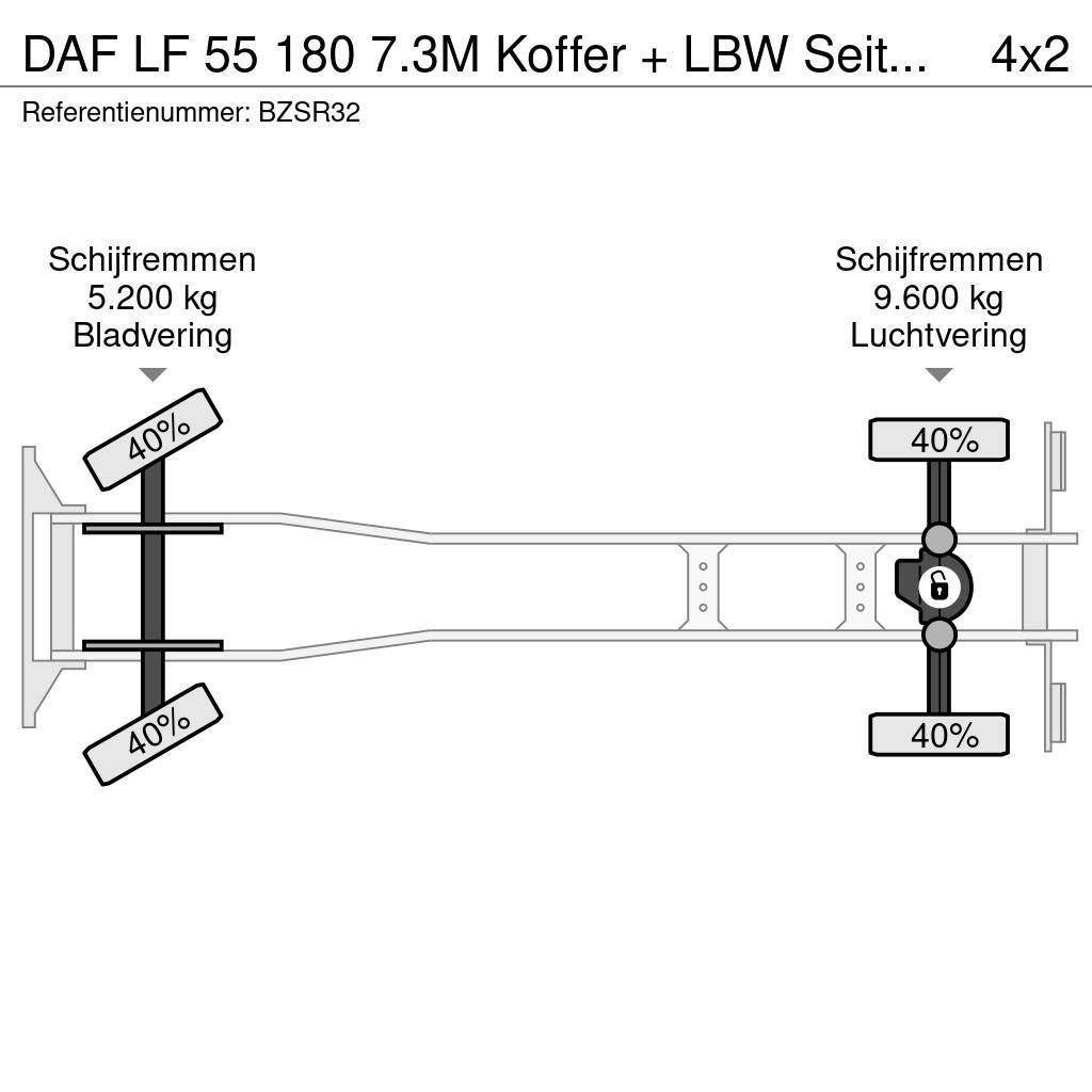 DAF LF 55 180 7.3M Koffer + LBW Seitentür APK 02-2024 Bakwagens met gesloten opbouw