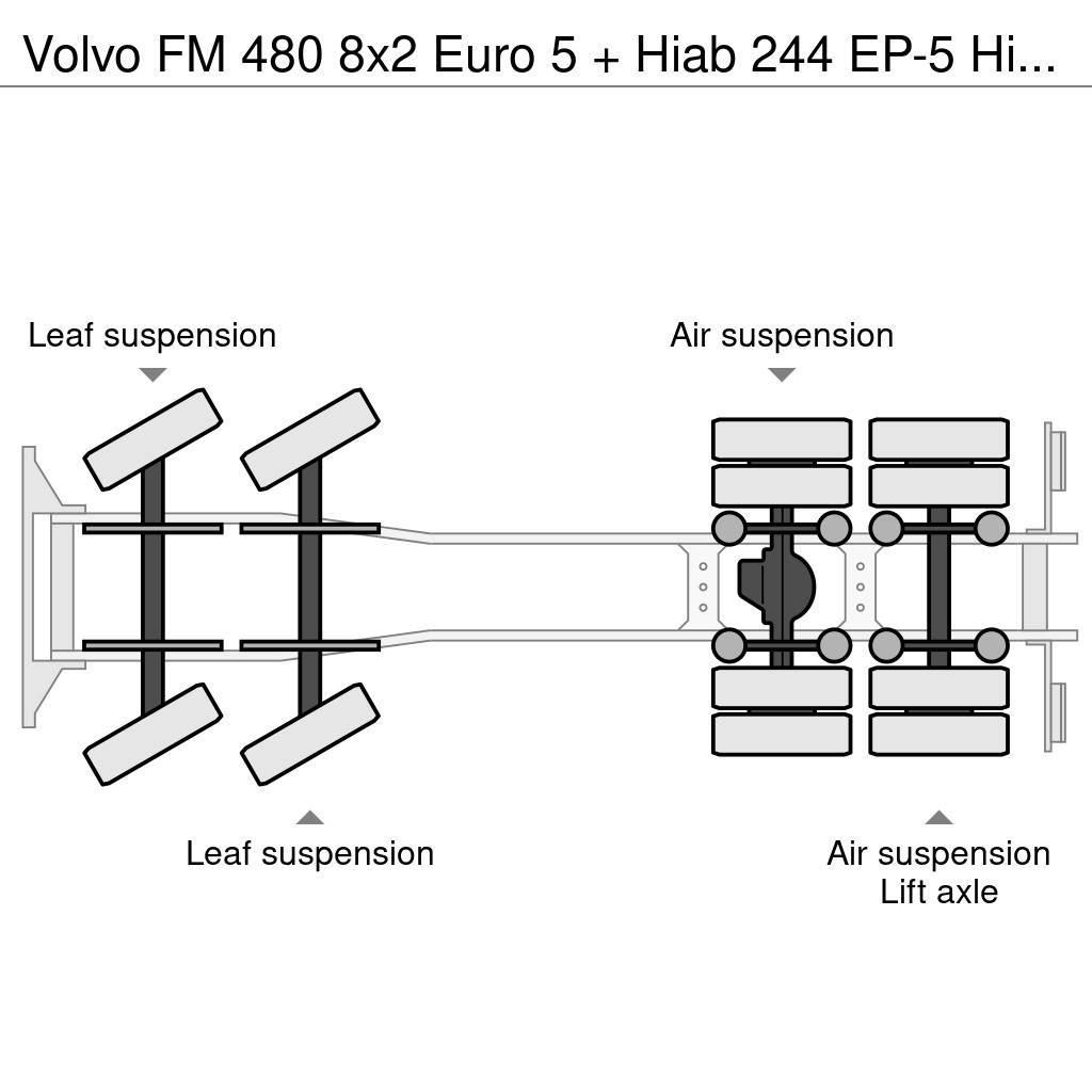Volvo FM 480 8x2 Euro 5 + Hiab 244 EP-5 Hipro + Multilif Vrachtwagen met containersysteem