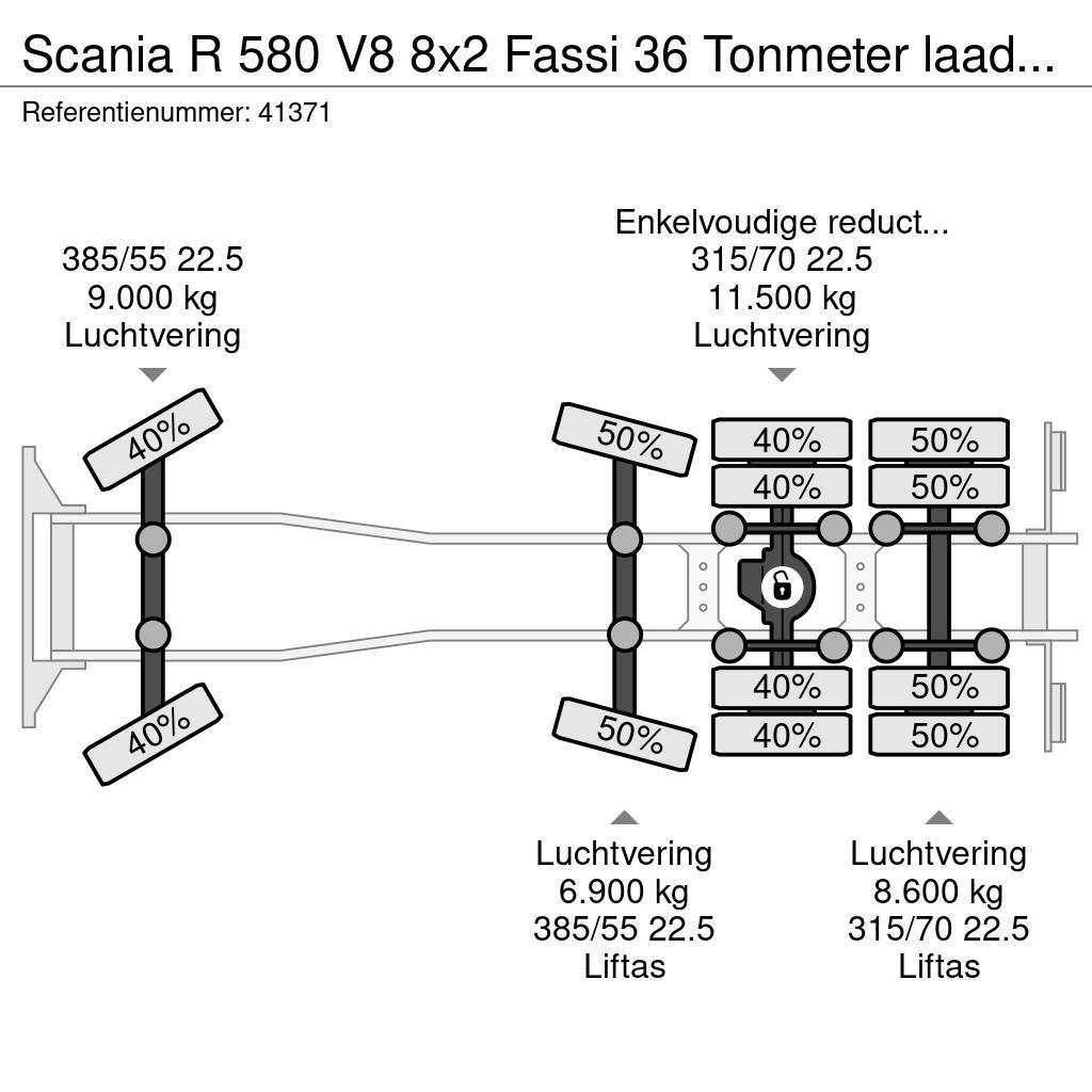 Scania R 580 V8 8x2 Fassi 36 Tonmeter laadkraan + Fly jib Kranen voor alle terreinen