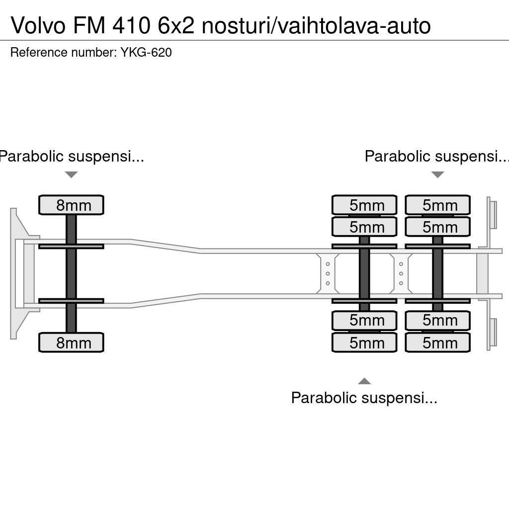 Volvo FM 410 6x2 nosturi/vaihtolava-auto Vrachtwagen met containersysteem