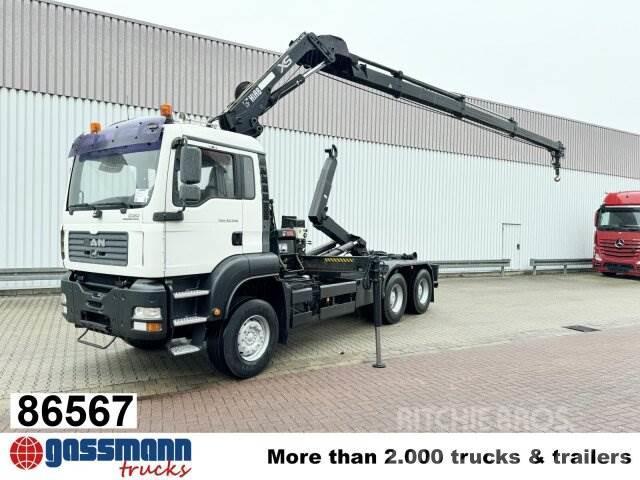 MAN TGA 33.350 6X4 BB mit Kran Hiab 166 E-3 HiDuo, Vrachtwagen met containersysteem