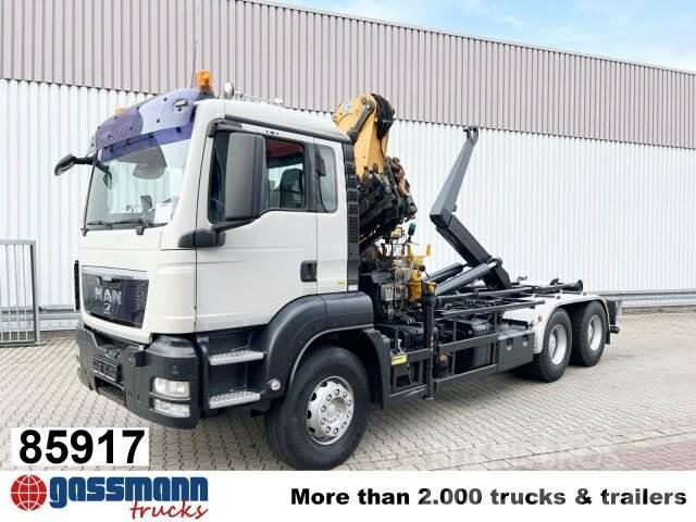 MAN TGS 33.440 6X4 BL mit Kran Effer 165-3S, Funk Vrachtwagen met containersysteem