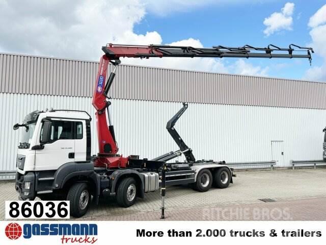 MAN TGS 35.480 8X4 BL, Intarder, Kran HMF 3220-K6, Vrachtwagen met containersysteem