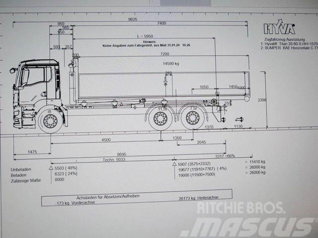 MAN 26.480 GS BL 6x2, Hyva Titan 20960-S, Klima Vrachtwagen met containersysteem