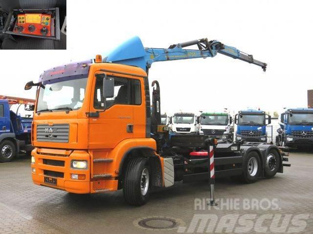 MAN TG-A 26.360 6x2 Abrollkipper mit Kran Funk Vrachtwagen met containersysteem