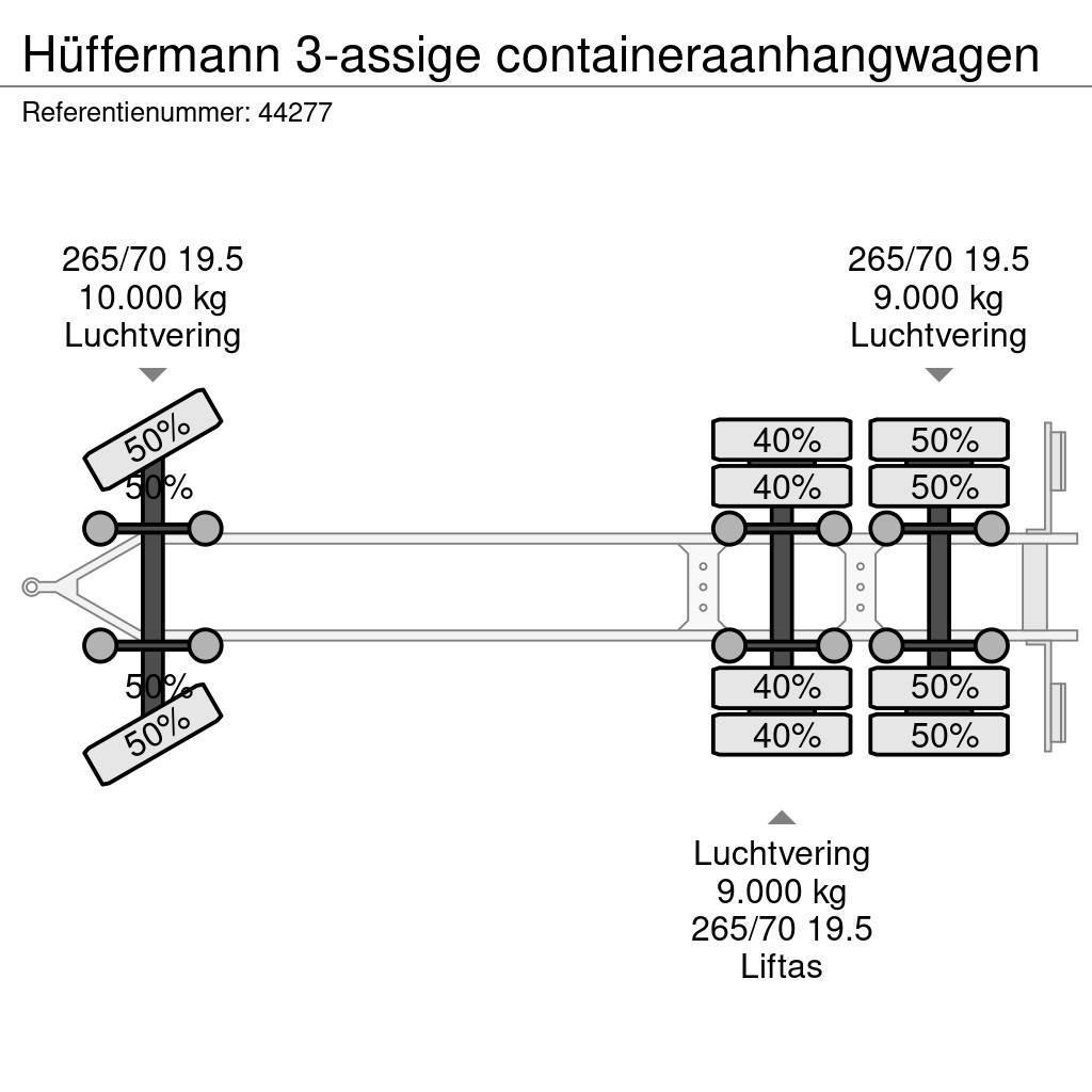 Hüffermann 3-assige containeraanhangwagen Containerchassis