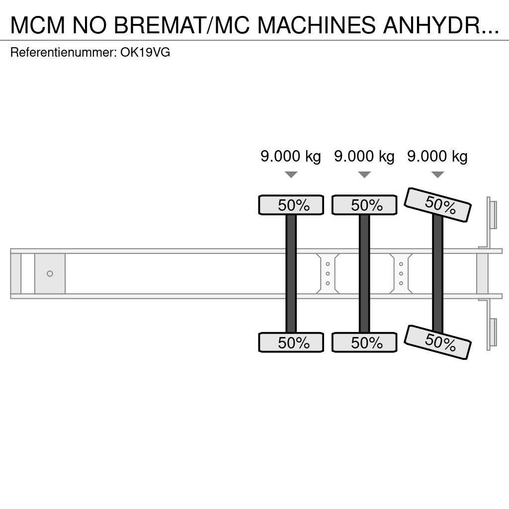 Mcm NO BREMAT/MC MACHINES ANHYDRIET TRAILER!!SELF LEVE Overige opleggers