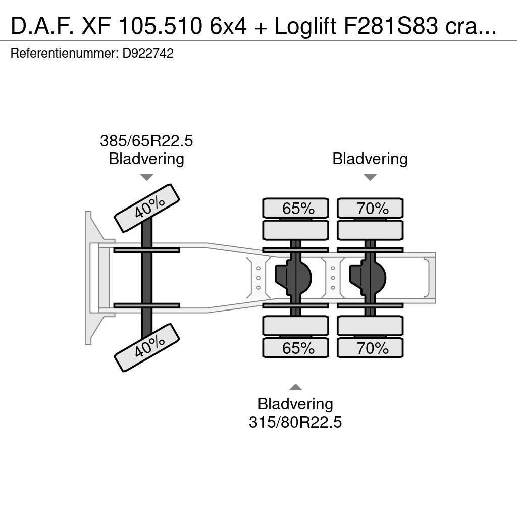 DAF XF 105.510 6x4 + Loglift F281S83 crane / timber tr Trekkers