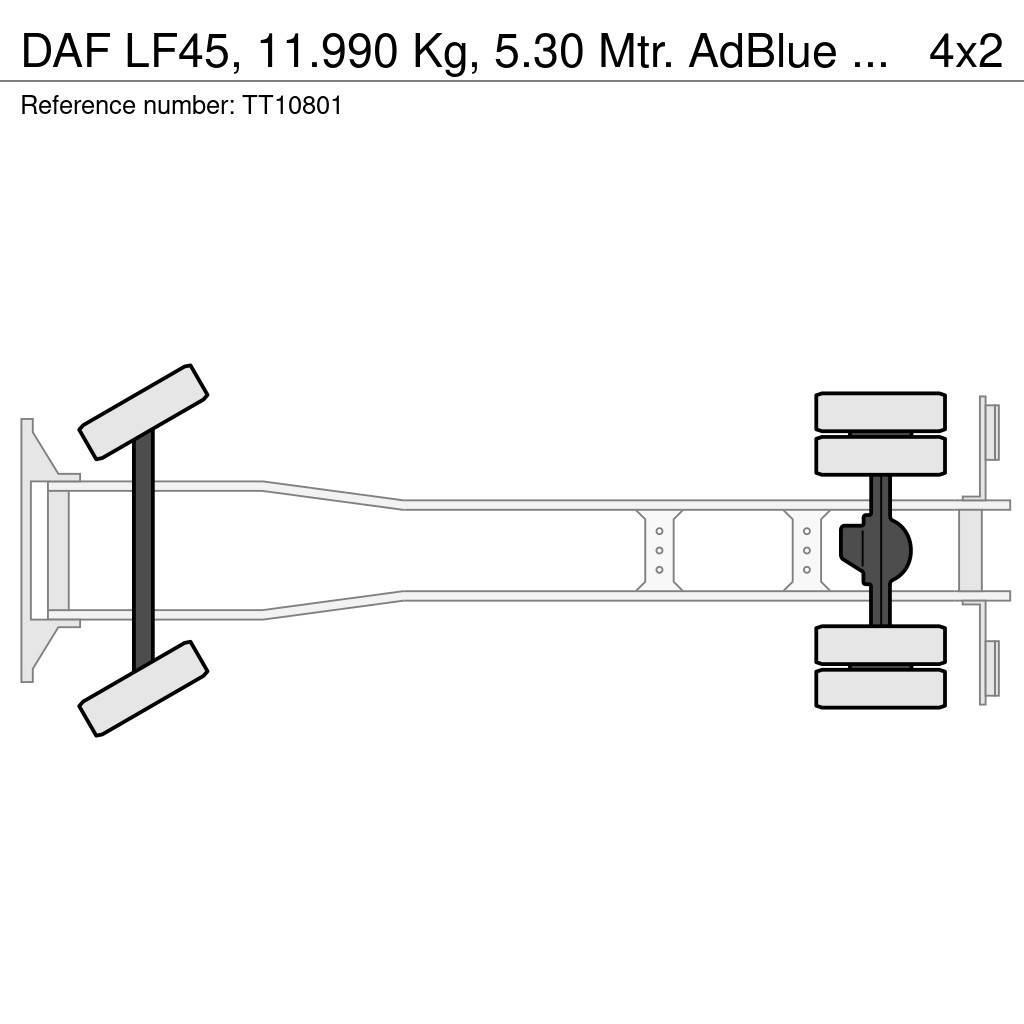 DAF LF45, 11.990 Kg, 5.30 Mtr. AdBlue Platte bakwagens