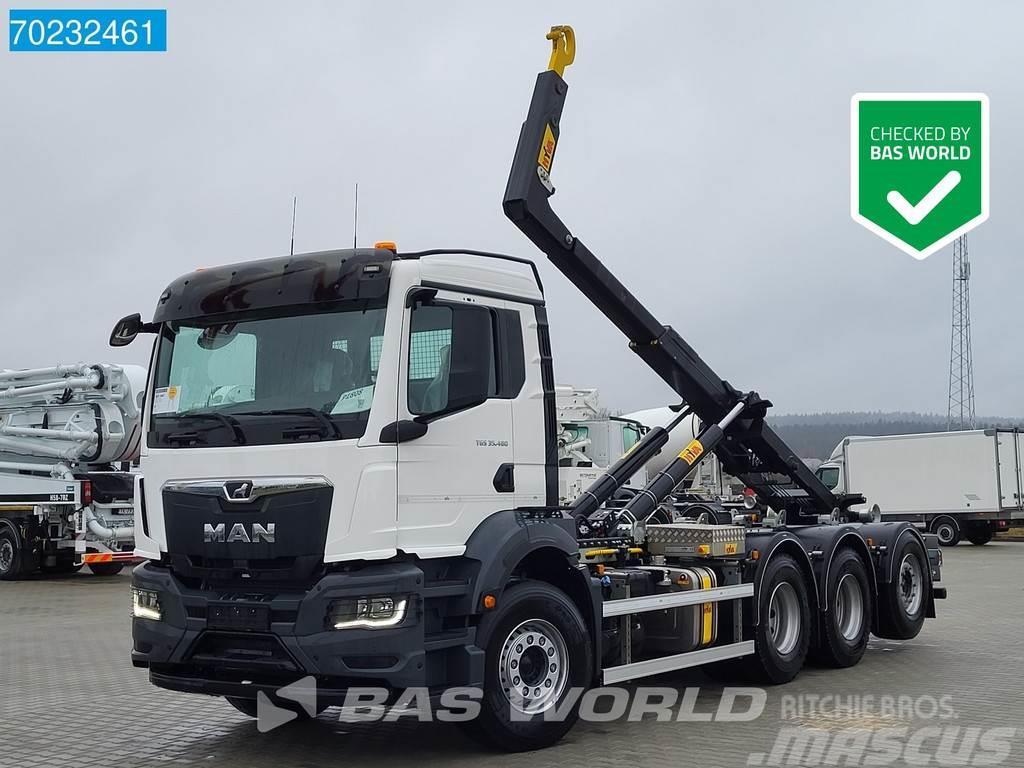 MAN TGS 35.480 8X4 HYVA 26-62SK Lift-Lenkachse Euro 6 Vrachtwagen met containersysteem