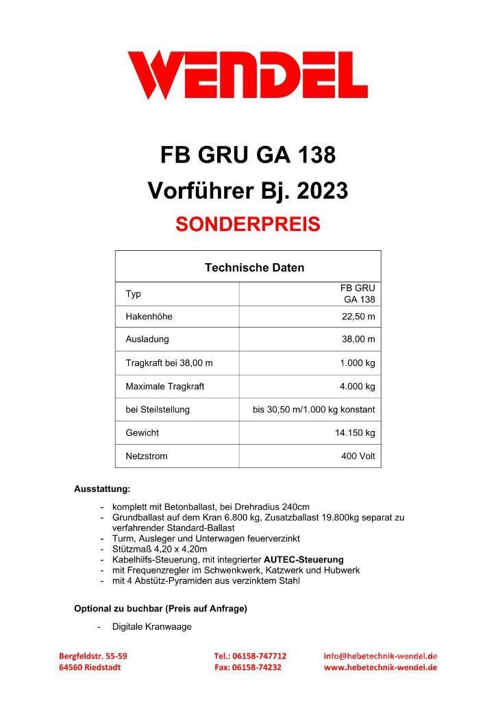 FB GRU GA 138 - Turmdrehkran - Baukran - Kran Torenkranen
