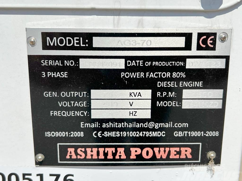 Ashita AG3-70 - 70 KVA New / Unused / CE Certified Diesel generatoren