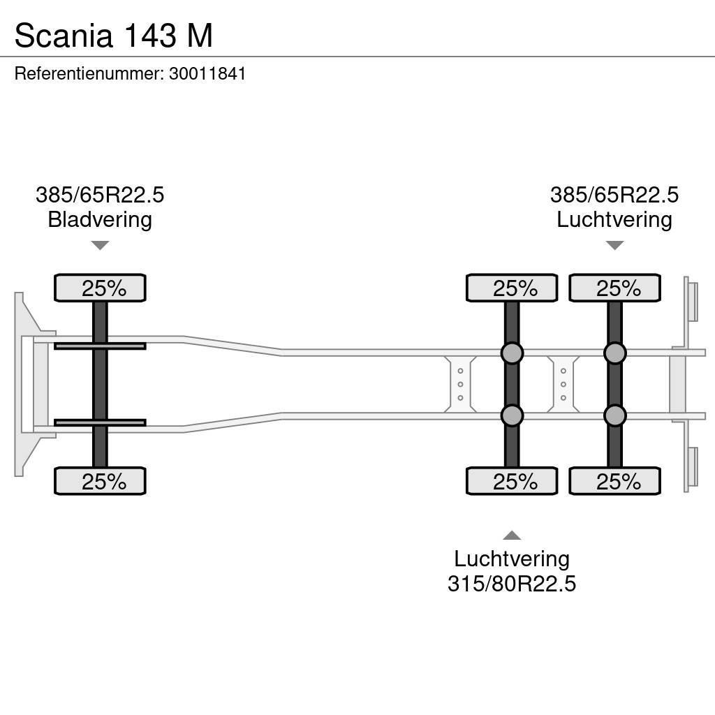Scania 143 M Vlakke laadvloer met kraan