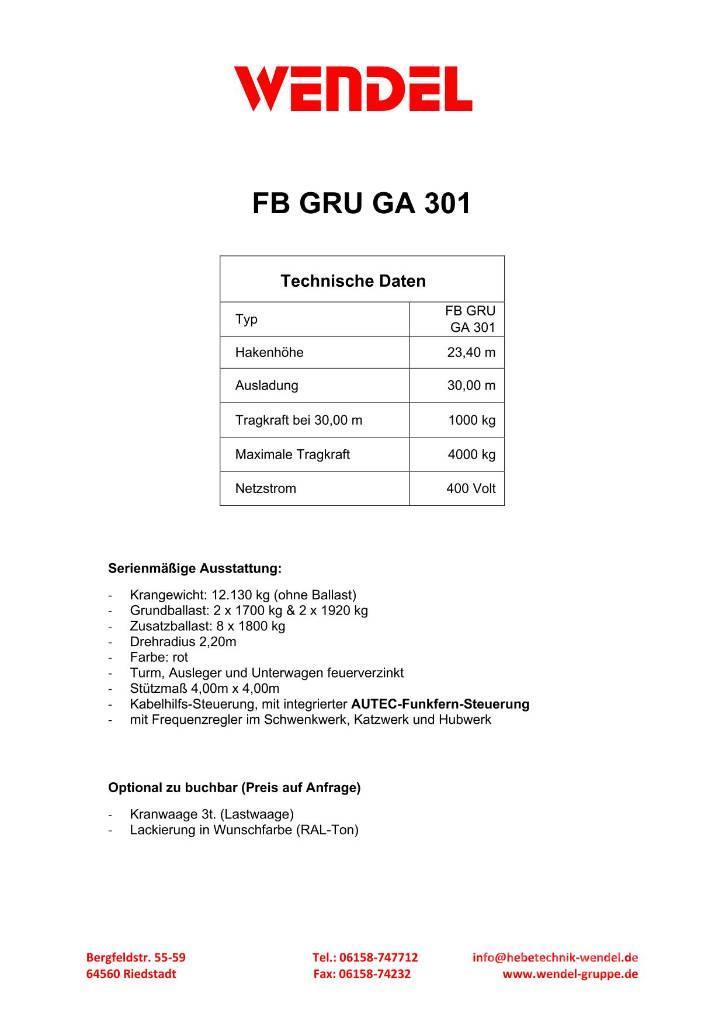 FB GRU GA 301 - Turmdrehkran - Baukran - Kran Torenkranen