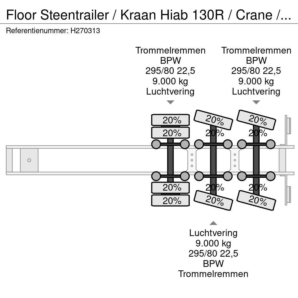 Floor Steentrailer / Kraan Hiab 130R / Crane / Grua Vlakke laadvloeren