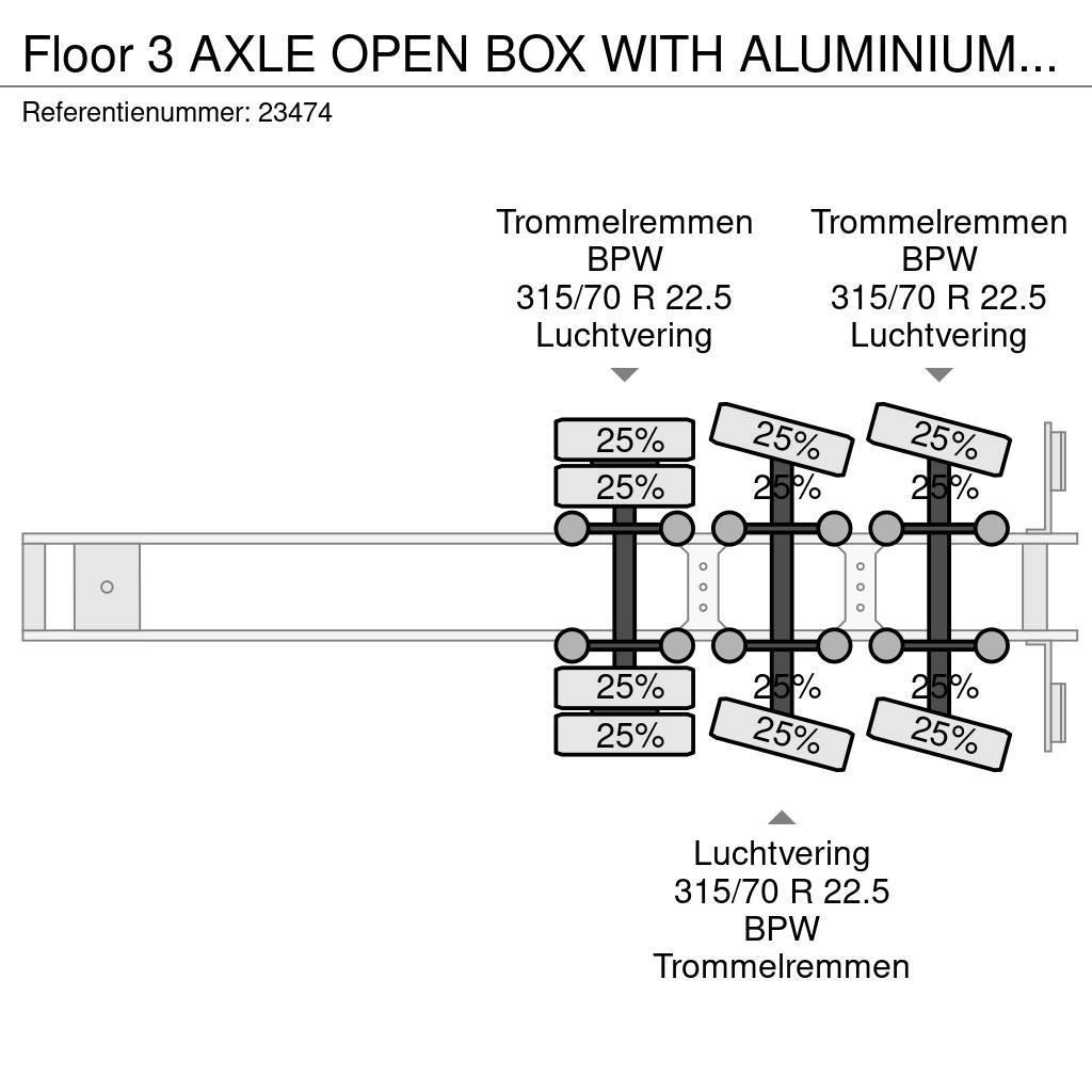 Floor 3 AXLE OPEN BOX WITH ALUMINIUM SIDE BOARDS Vlakke laadvloeren