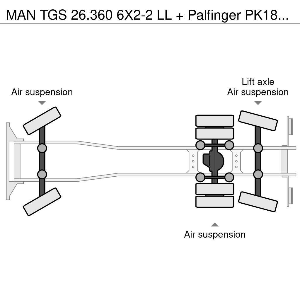 MAN TGS 26.360 6X2-2 LL + Palfinger PK18001 LA Platte bakwagens