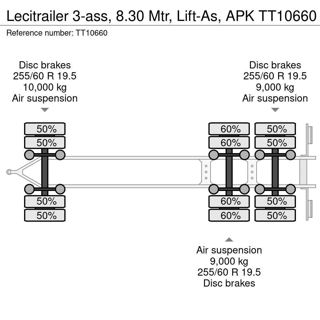 Lecitrailer 3-ass, 8.30 Mtr, Lift-As, APK Vlakke laadvloer