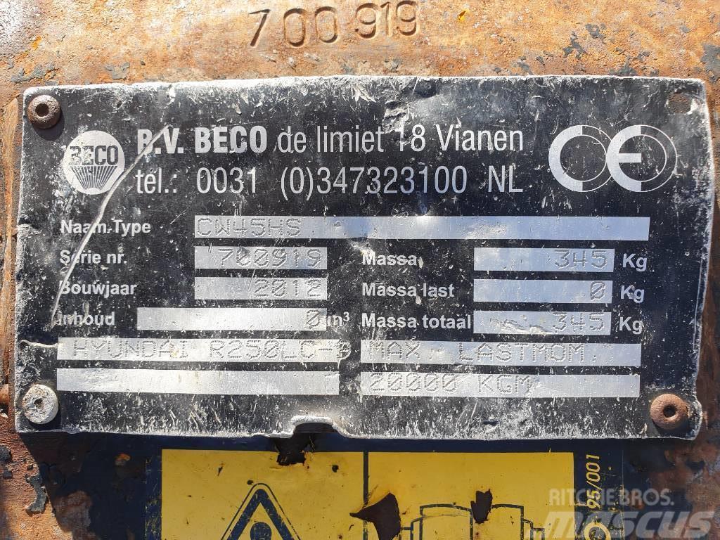 Beco Excavator quick coupler CW45S, Hyundai R250LC-9 Snelkoppelingen