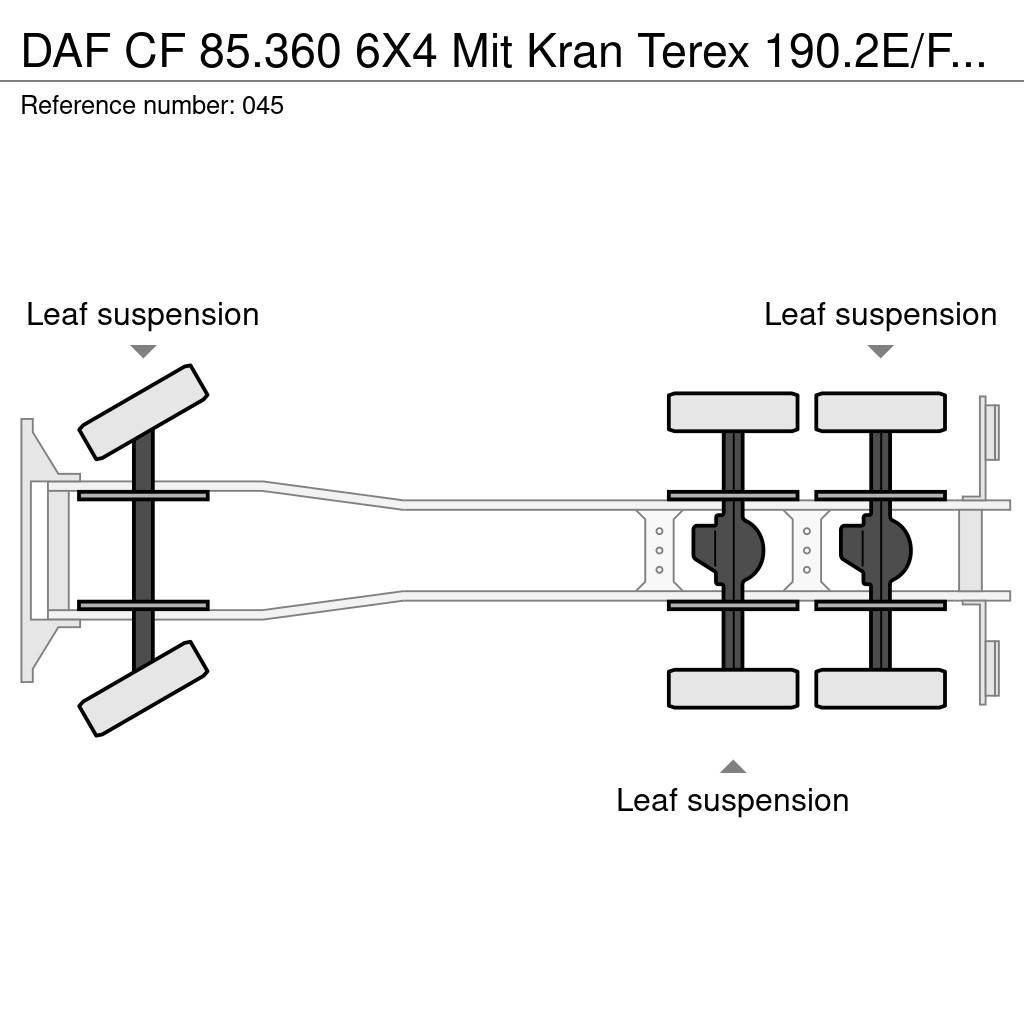 DAF CF 85.360 6X4 Mit Kran Terex 190.2E/Funk Vlakke laadvloer met kraan