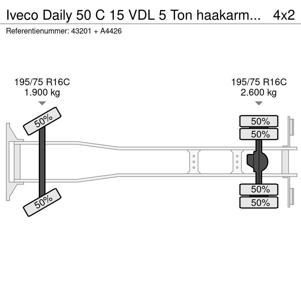 Iveco Daily 50 C 15 VDL 5 Ton haakarmsysteem + laadbak Vrachtwagen met containersysteem