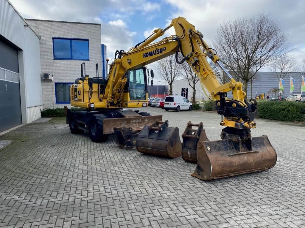 Komatsu PW 148-8 mobile excavator, 2 piece boom, Engcon ro Wielgraafmachines