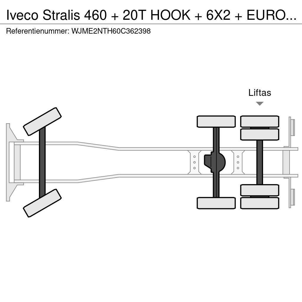 Iveco Stralis 460 + 20T HOOK + 6X2 + EURO 6 + 12 PC IN S Vrachtwagen met containersysteem
