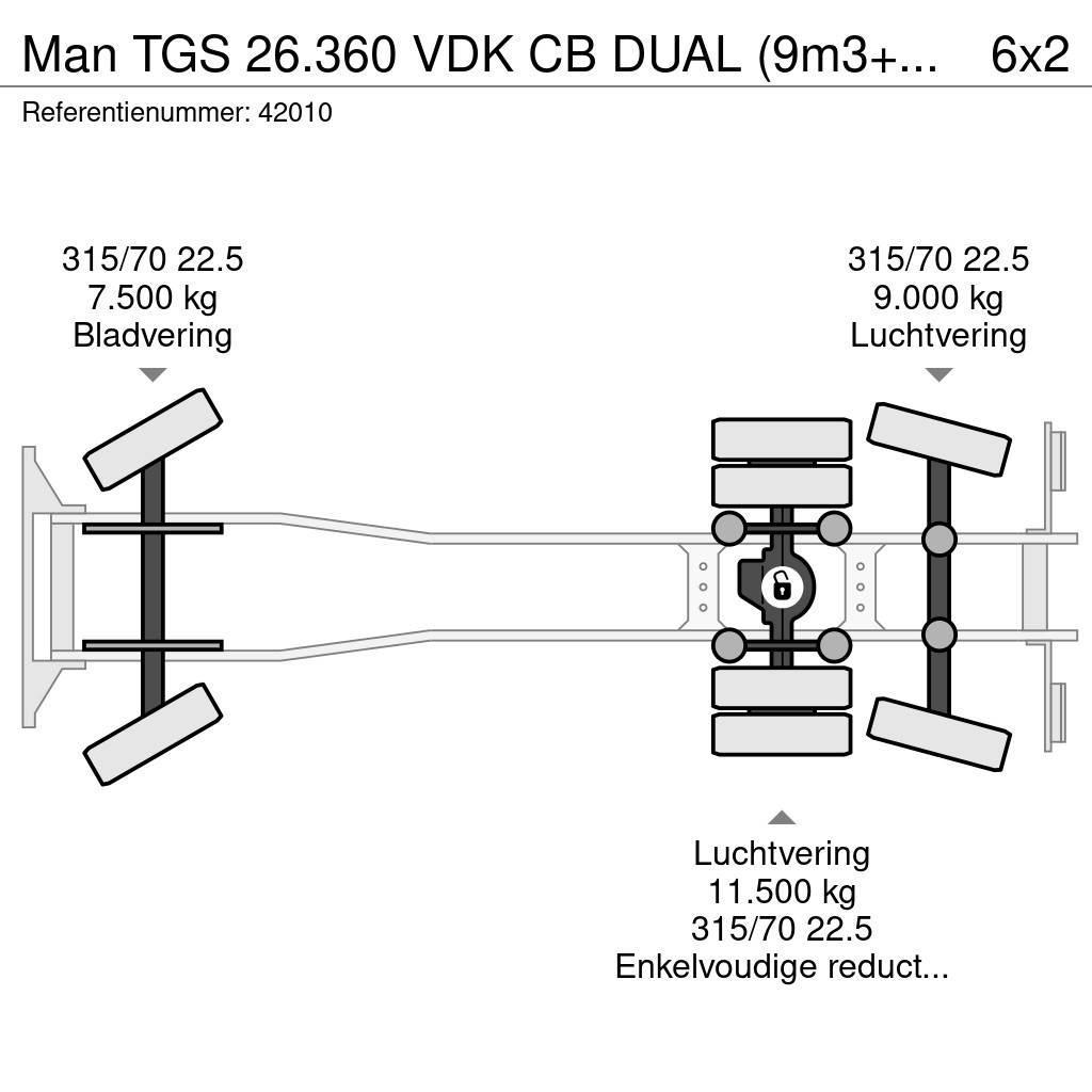 MAN TGS 26.360 VDK CB DUAL (9m3+13m3) SULO weighing sy Vuilniswagens