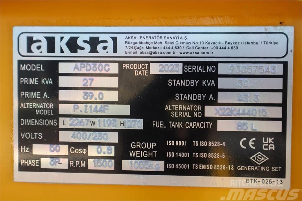 AKSA APD30C Valid inspection, *Guarantee! Diesel, 30 kV Diesel generatoren
