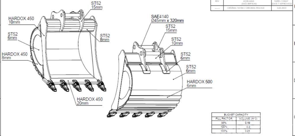  Bucket for Volvo ECR 50 D - 800 mm Graaf-laadcombinaties