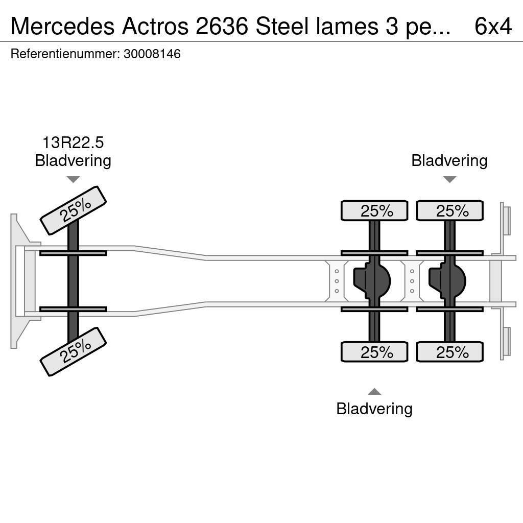 Mercedes-Benz Actros 2636 Steel lames 3 pedal francais Platte bakwagens