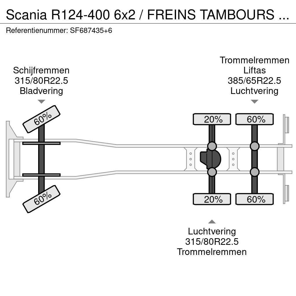 Scania R124-400 6x2 / FREINS TAMBOURS / DRUM BRAKES Vrachtwagen met containersysteem