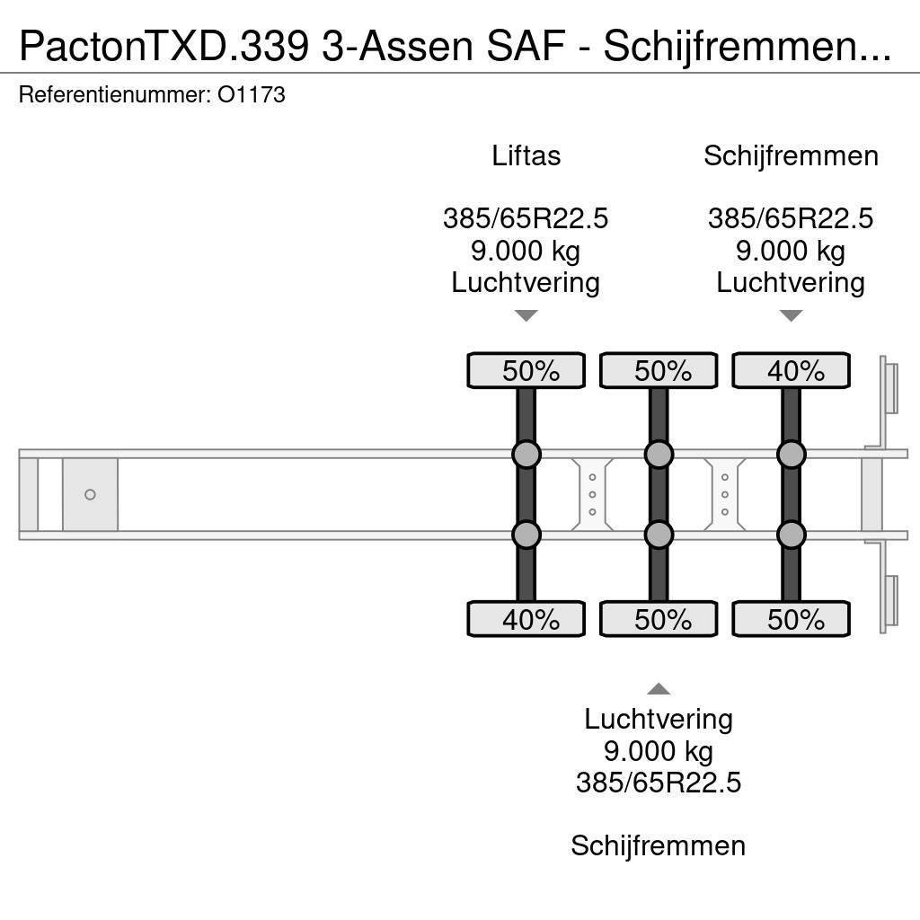 Pacton TXD.339 3-Assen SAF - Schijfremmen - Liftas - Kooi Vlakke laadvloeren