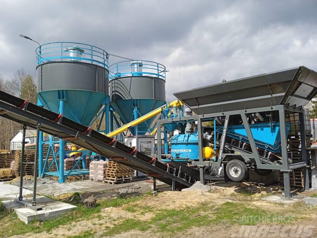 Constmach 30 m3/h Small Mobile Concrete Batching Plant Menginstallaties