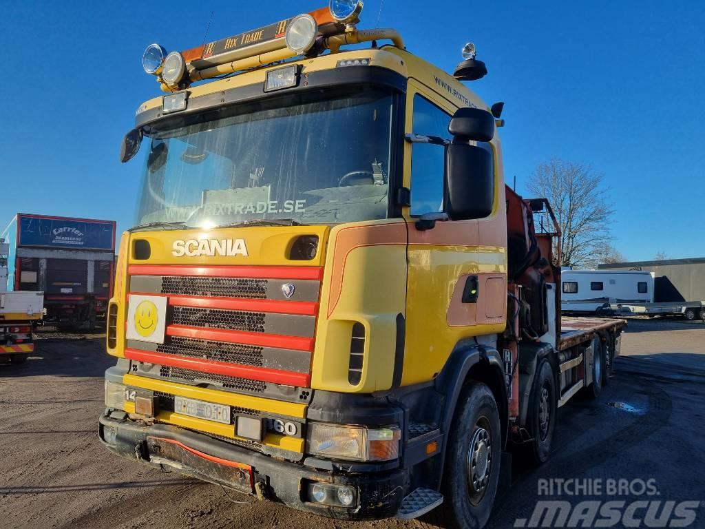 Scania R 144 GB Vlakke laadvloer met kraan