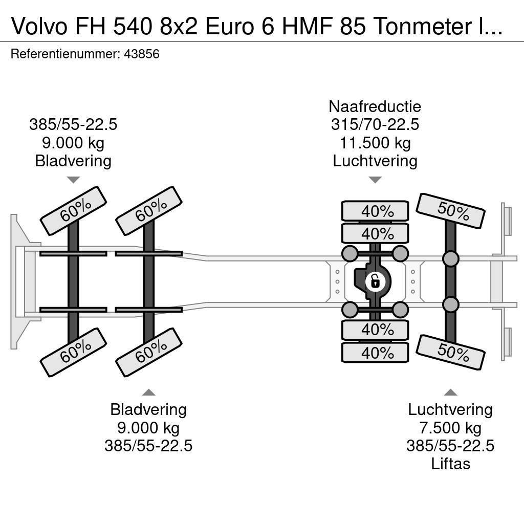 Volvo FH 540 8x2 Euro 6 HMF 85 Tonmeter laadkraan + Fly- Kranen voor alle terreinen