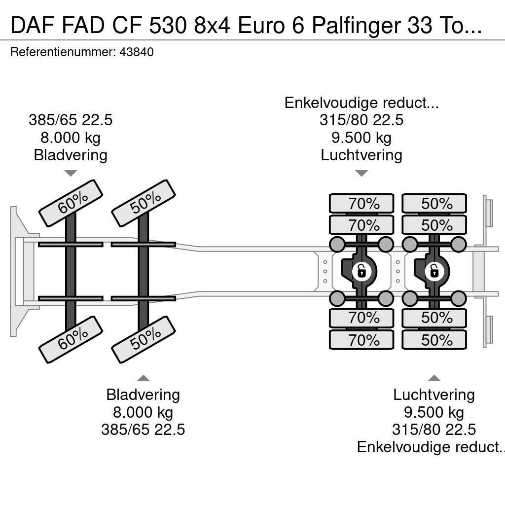 DAF FAD CF 530 8x4 Euro 6 Palfinger 33 Tonmeter laadkr Vrachtwagen met containersysteem