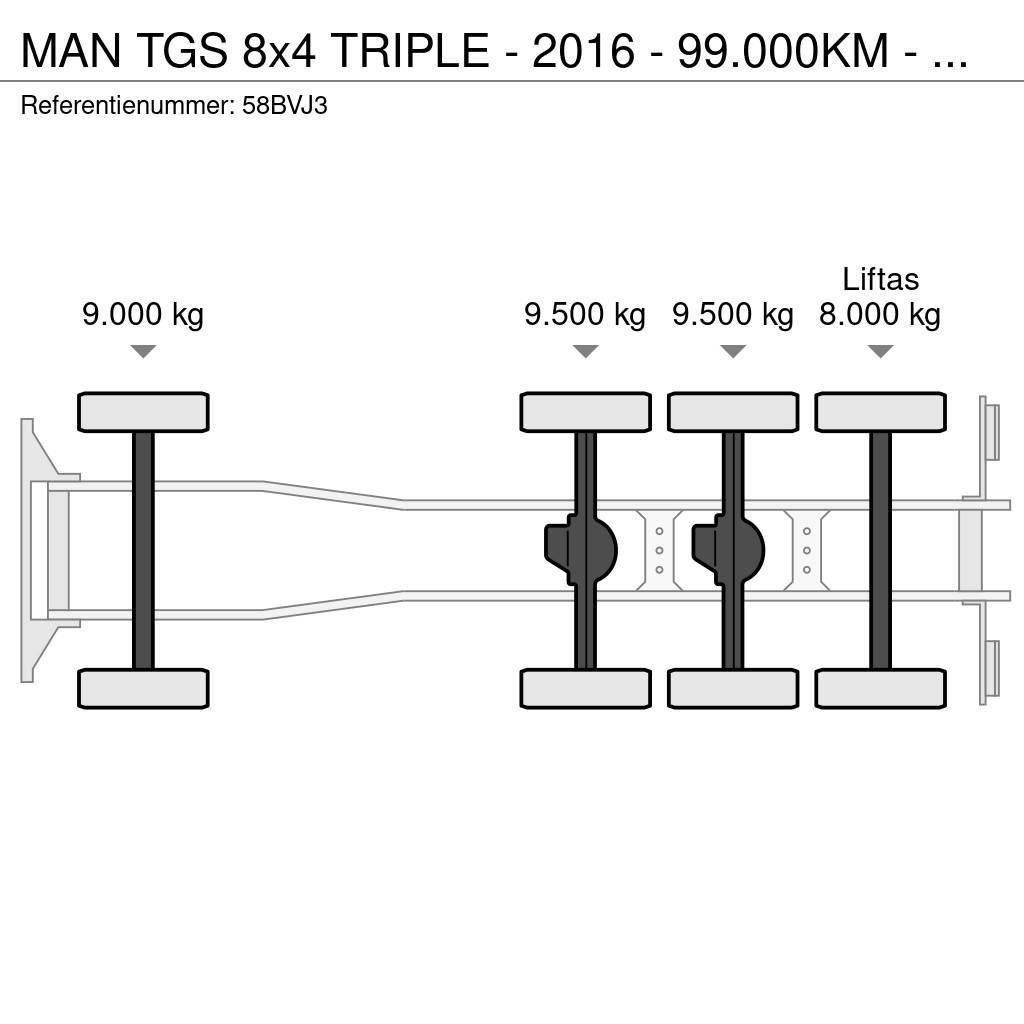 MAN TGS 8x4 TRIPLE - 2016 - 99.000KM - HMF 2620K5 - RA Platte bakwagens