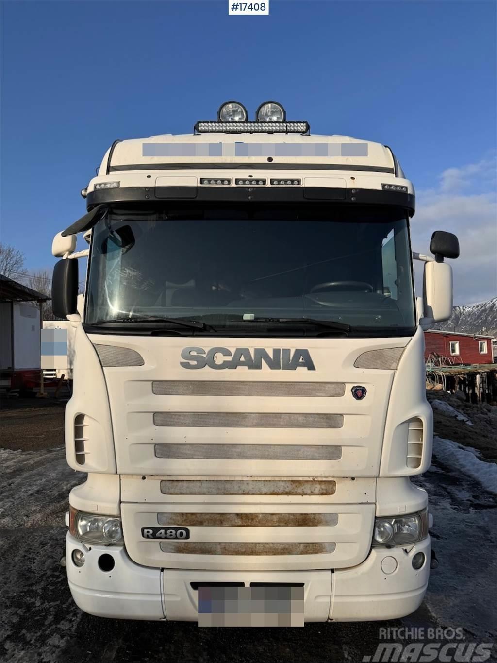 Scania R480 6x2 box truck w/ rear lift Bakwagens met gesloten opbouw