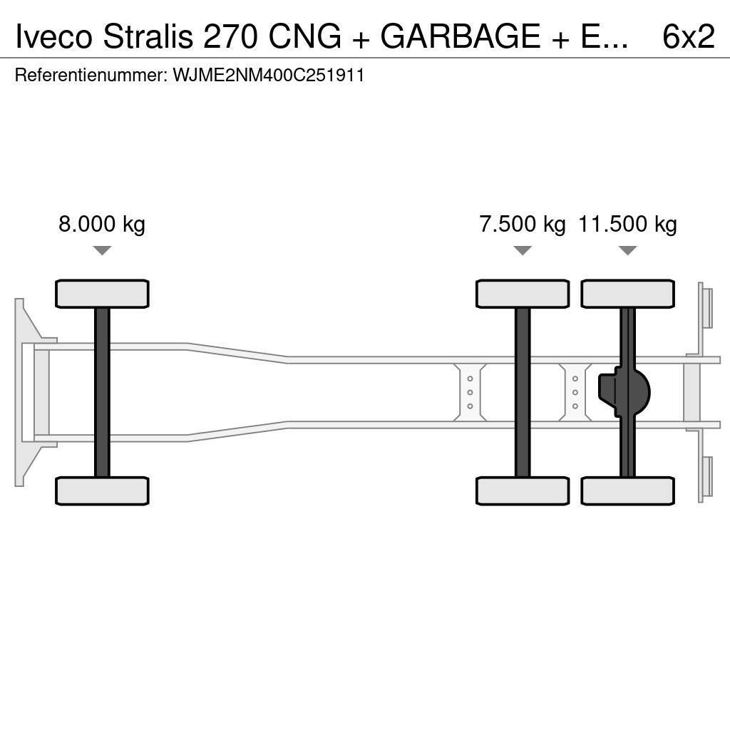Iveco Stralis 270 CNG + GARBAGE + EURO 5 + 6X2 + RETARDE Vuilniswagens