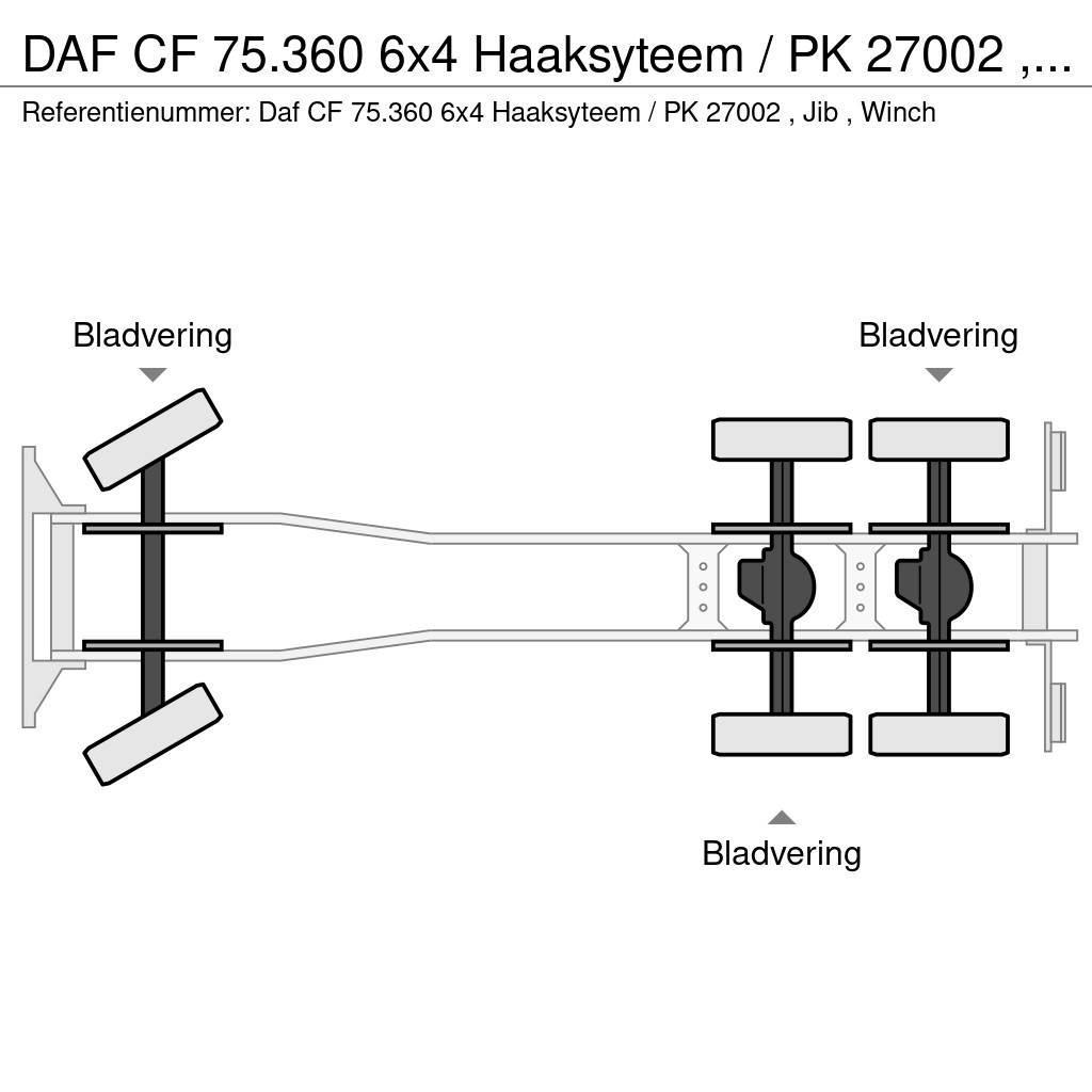 DAF CF 75.360 6x4 Haaksyteem / PK 27002 , Jib , Winch Vrachtwagen met containersysteem